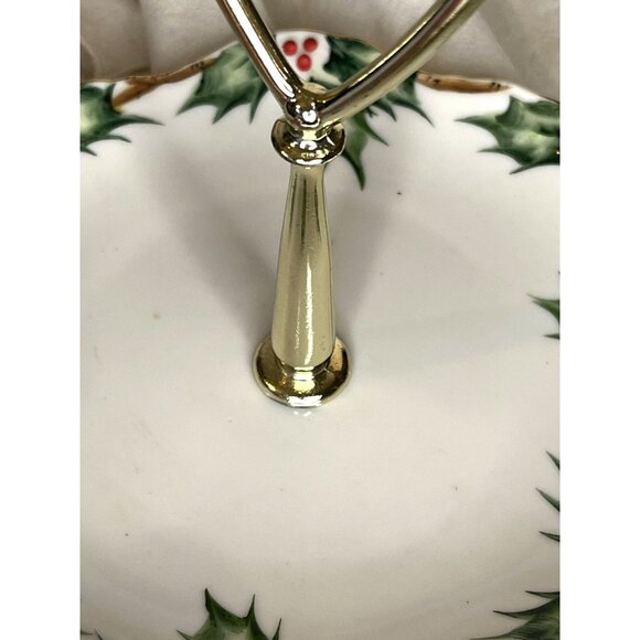 Lefton China Winter Holly Berry Handpainted Candy Mint & Tidbit Tray 1950s VTG - Picture 10 of 10